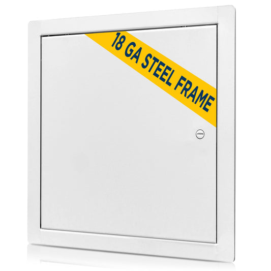 Access Panel for Drywall 8 x 8 inch – Metal Door with Screwdriver Latch, 18 GA Steel Frame, Wall Hole Cover, Plumbing Access Door, White