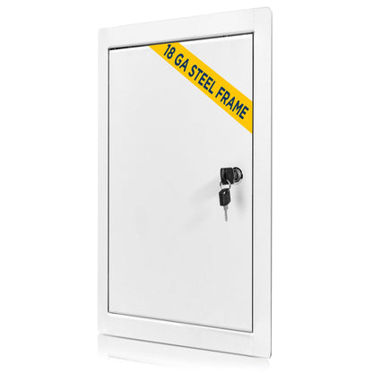 Access Panel for Drywall 14 x 29 inch – Metal Door with Key Lock, 18 GA Steel Frame, Wall Hole Cover, Plumbing Access Door, White