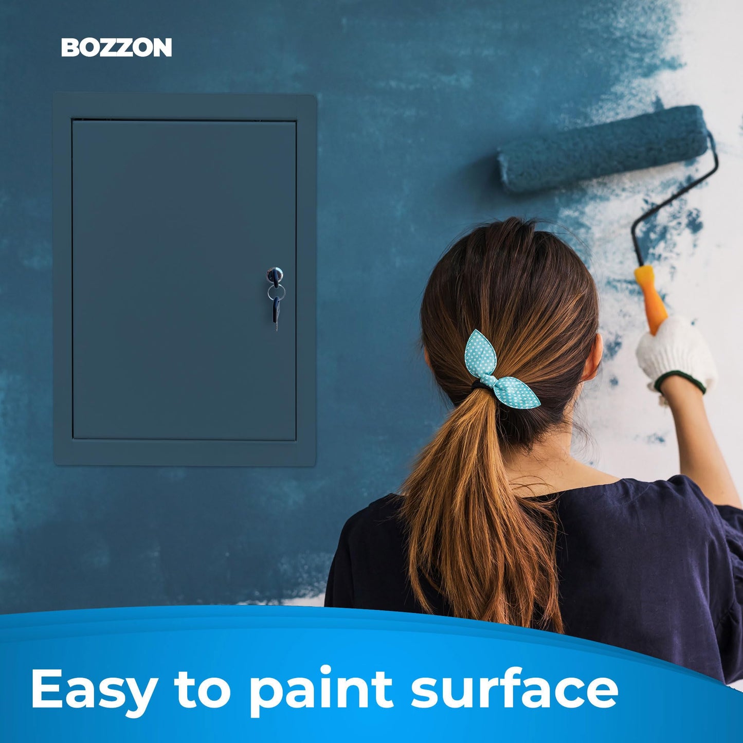 Access Panel for Drywall 14 x 29 inch – Metal Door with Key Lock, 18 GA Steel Frame, Wall Hole Cover, Plumbing Access Door, White