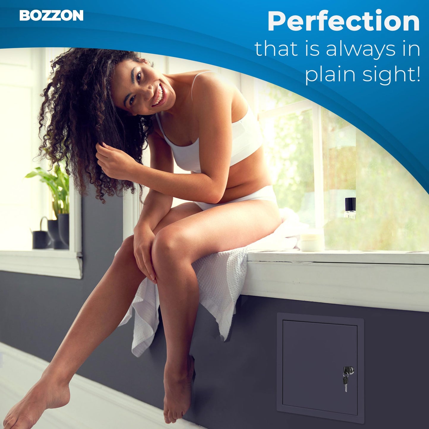 Access Panel for Drywall 12 x 12 inch – Metal Door with Key Lock, 18 GA Steel Frame, Wall Hole Cover, Plumbing Access Door, White