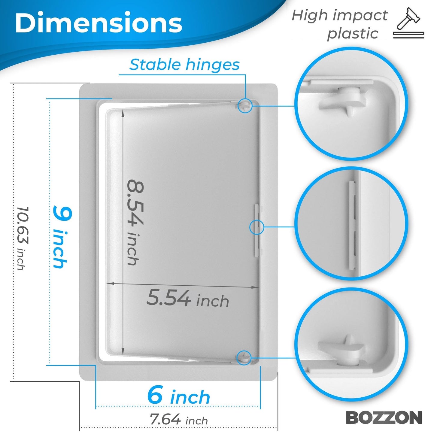Access Panel for Drywall - 6 x 9 inch - Wall Hole Cover - Access Door - Plumbing Access Panel for Drywall - Heavy Durable Plastic White