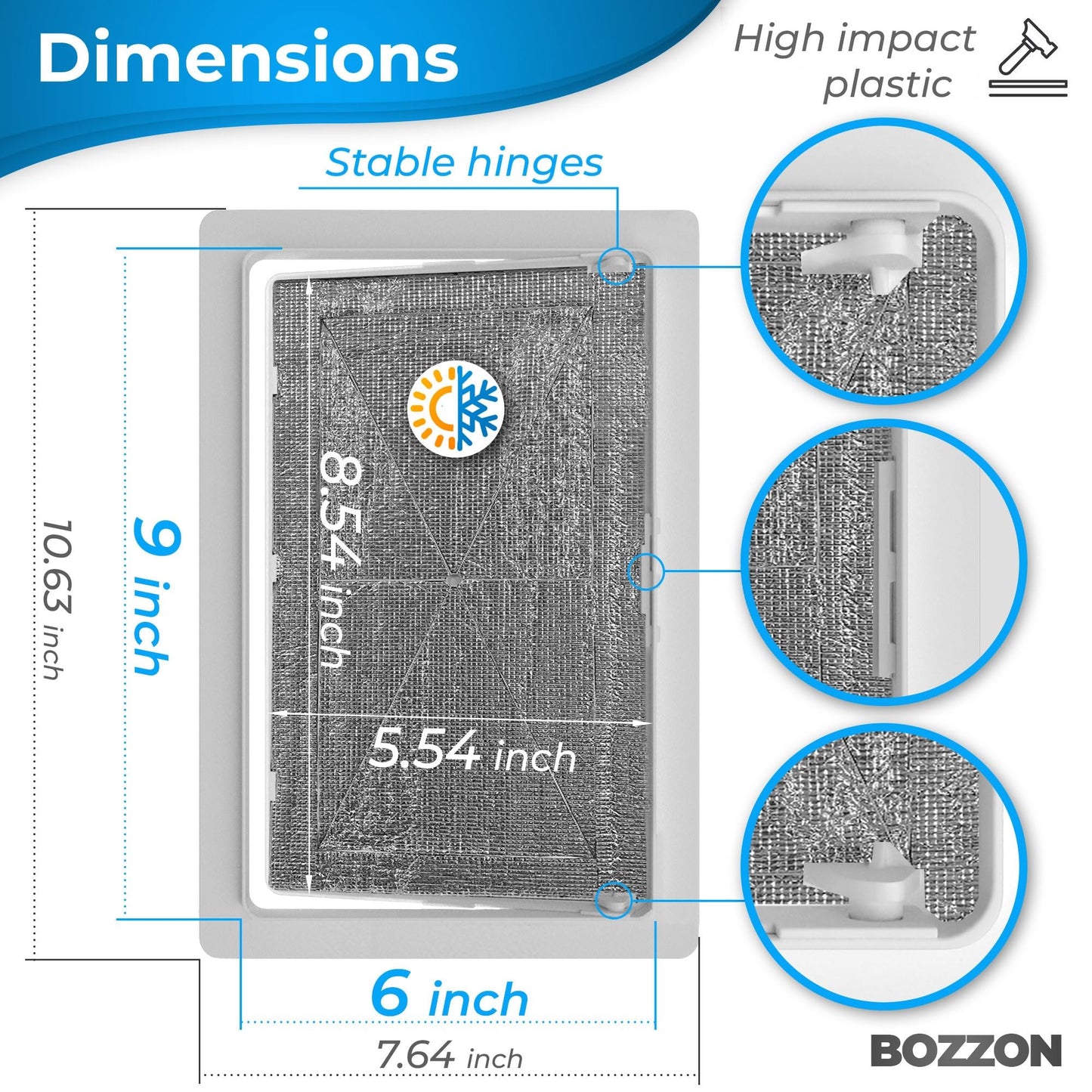 Access Panel for Drywall - 6 x 9 inch - Insulated - Wall Hole Cover - Access Door - Plumbing Access Panel for Drywall - Heavy Durable Plastic White