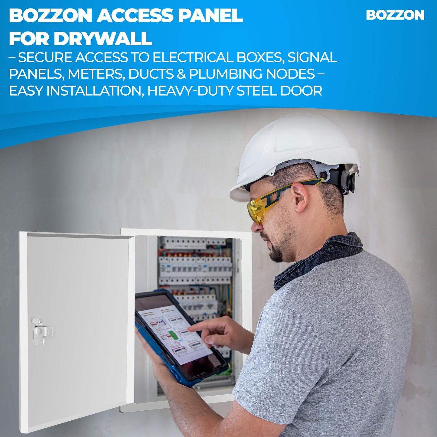 Access Panel for Drywall 12 x 12 inch – Metal Door with Screwdriver Latch, 18 GA Steel Frame, Wall Hole Cover, Plumbing Access Door, White
