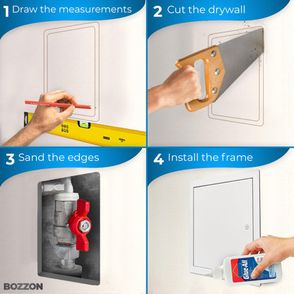 Access Panel for Drywall 6 x 6 inch – Metal Door with Screwdriver Latch, 18 GA Steel Frame, Wall Hole Cover, Plumbing Access Door, White