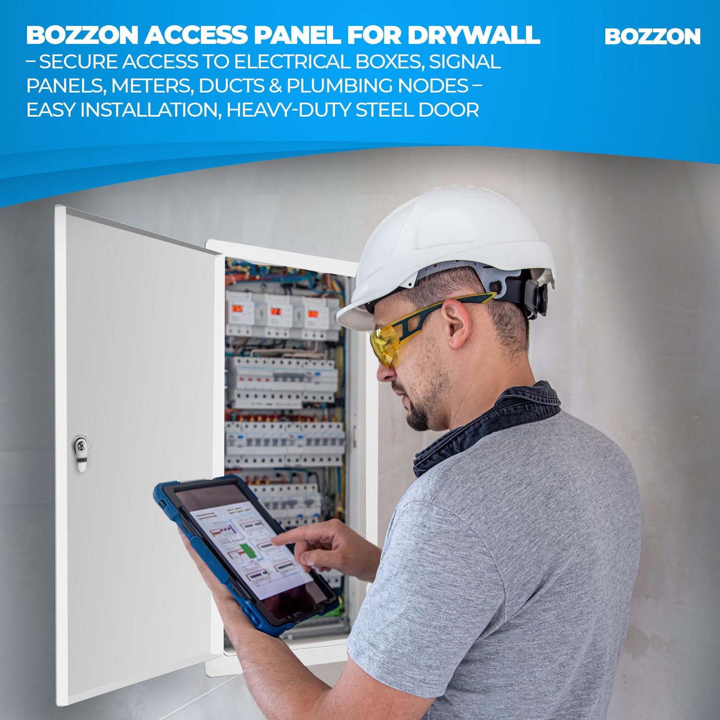 Access Panel for Drywall 14 x 29 inch – Metal Door with Key Lock, 18 GA Steel Frame, Wall Hole Cover, Plumbing Access Door, White