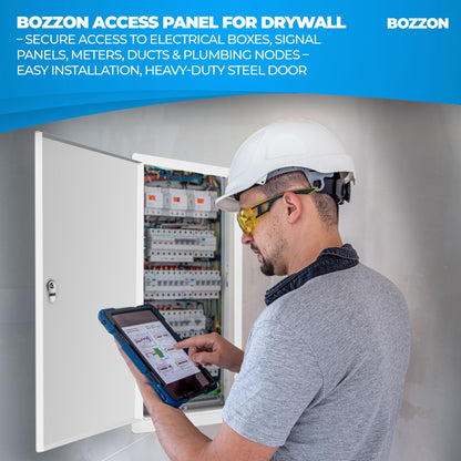 Access Panel for Drywall 14 x 29 inch – Metal Door with Key Lock, 18 GA Steel Frame, Wall Hole Cover, Plumbing Access Door, White