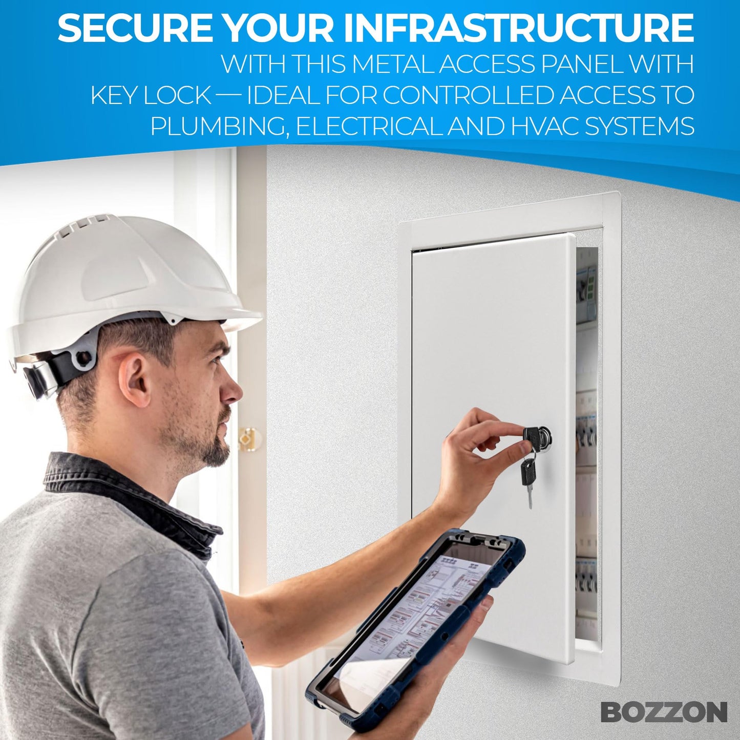 Access Panel for Drywall 14 x 29 inch – Metal Door with Key Lock, 18 GA Steel Frame, Wall Hole Cover, Plumbing Access Door, White