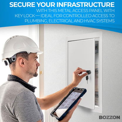 Access Panel for Drywall 14 x 29 inch – Metal Door with Key Lock, 18 GA Steel Frame, Wall Hole Cover, Plumbing Access Door, White