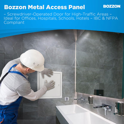 Access Panel for Drywall 10 x 10 inch – Metal Door with Screwdriver Latch, 18 GA Steel Frame, Wall Hole Cover, Plumbing Access Door, White