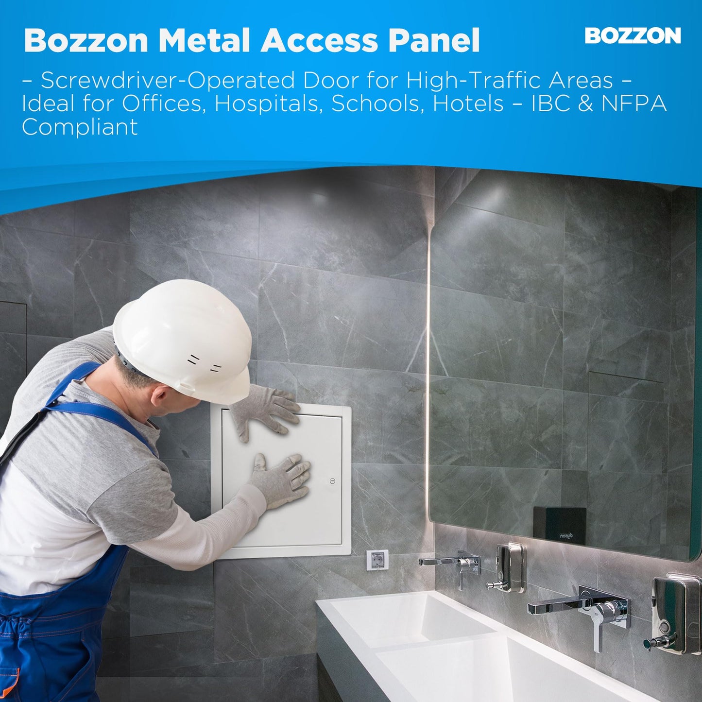 Access Panel for Drywall 12 x 12 inch – Metal Door with Screwdriver Latch, 18 GA Steel Frame, Wall Hole Cover, Plumbing Access Door, White