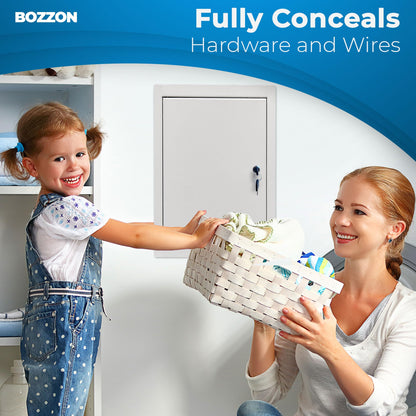 Access Panel for Drywall 14 x 29 inch – Metal Door with Key Lock, 18 GA Steel Frame, Wall Hole Cover, Plumbing Access Door, White