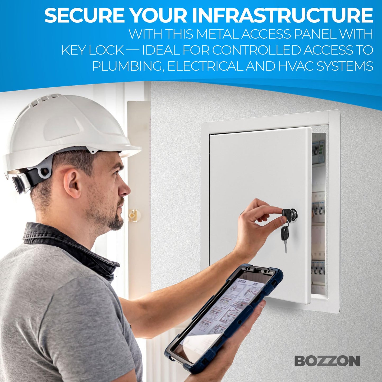 Access Panel for Drywall 24 x 24 inch – Metal Door with Key Lock, 18 GA Steel Frame, Wall Hole Cover, Plumbing Access Door, White