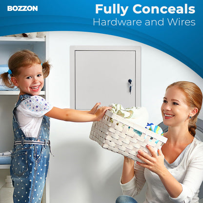 Access Panel for Drywall 8 x 8 inch – Metal Door with Key Lock, 18 GA Steel Frame, Wall Hole Cover, Plumbing Access Door, White